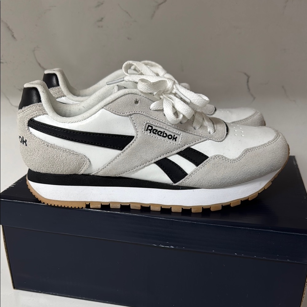 Reebok Classic White and Black Trainers